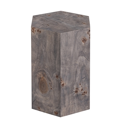 Hexagon Charcoal Finish Veneer Side Table - Charcoal-A - Charcoal - Imagen 3