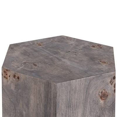 Hexagon Charcoal Finish Veneer Side Table - Charcoal-A - Charcoal - Imagen 4