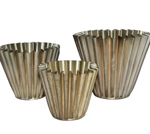 Silver Gold Crackle Finish Planters Set of 3- ST - SILVER GOLD CRACKLE