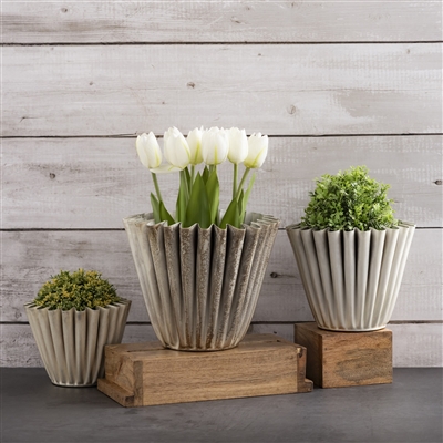 Silver Gold Crackle Finish Planters Set of 3- ST - SILVER GOLD CRACKLE - Imagen 3