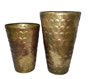 Set of 2 Planters Old Brass Finish- A - OLD BRASS