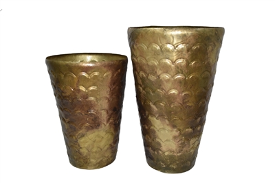 Set of 2 Planters Old Brass Finish- A - OLD BRASS