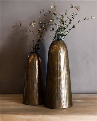 Hammered Vase Brass/Black Dia 8.66”- A - Brass/black - Imagen 3