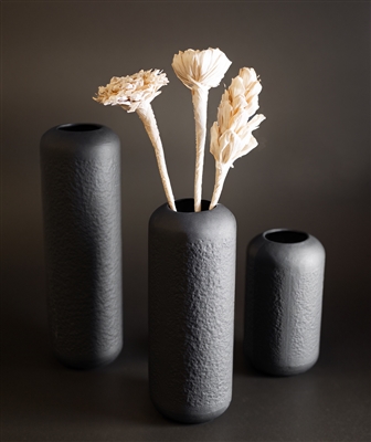 Lg Hammered Vase Textured Black H 18.90”- A - Textured black - Imagen 2