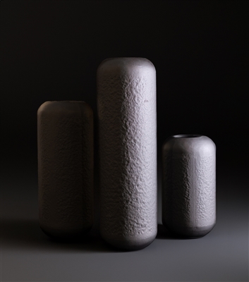 Lg Hammered Vase Textured Black H 18.90”- A - Textured black - Imagen 3
