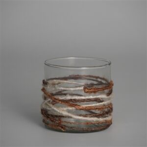 Votive Wrapped in Fabric Weaves Natural 3"x3"- A - NATURAL