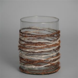 Votive Wrapped in Fabric Weaves Natural 5"x4"- A - NATURAL