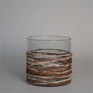 Votive Wrapped in Fabric Weaves Natural 6"x6"- A - NATURAL