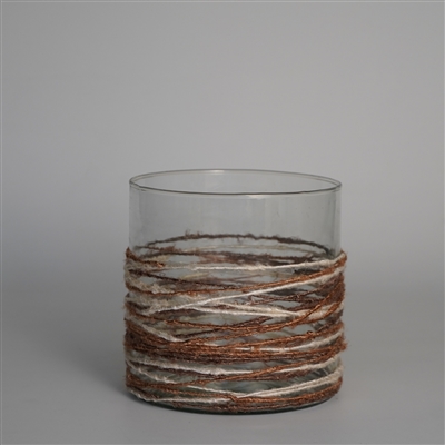 Votive Wrapped in Fabric Weaves Natural 6"x6"- A - NATURAL