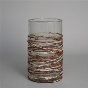 Votive Wrapped in Fabric Weaves Natural 10"x6"- A - NATURAL