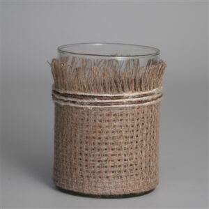 Votive Natural 5"x4" Wrapped in Fabric Weaves- A - NATURAL