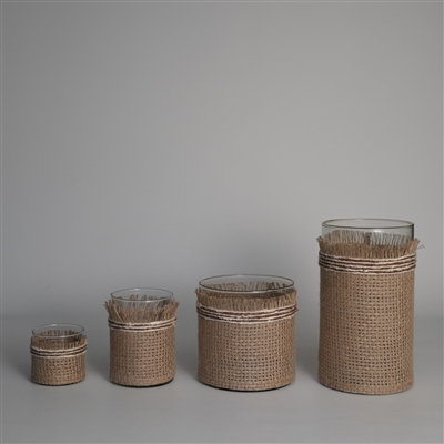 Votive Natural 6"x6" Wrapped in Fabric Weaves- A - NATURAL - Imagen 2