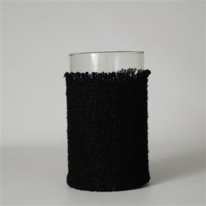 Votive Wrapped in Black Fabric 10"x6"- A - Black