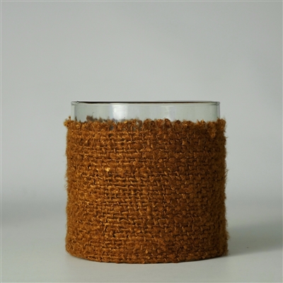 Votive Wapped in Mustard Fabric 6"x6"- A - MUSTARD