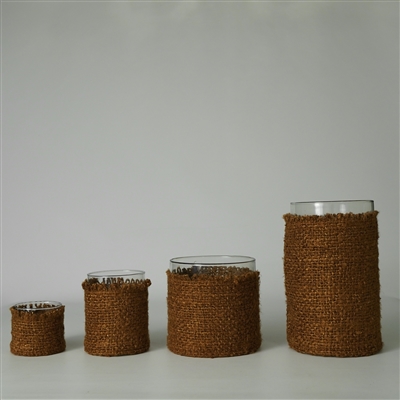 Votive Wapped in Mustard Fabric 6"x6"- A - MUSTARD - Imagen 2