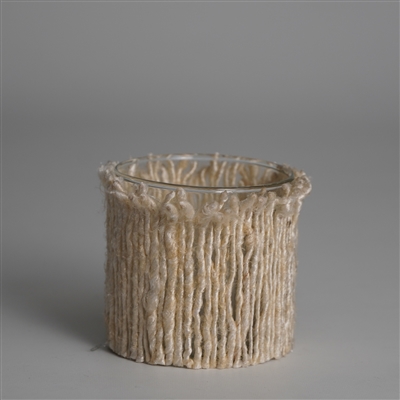 Votive Wapped in Cream Fabric 3"x3"- A - CREAM