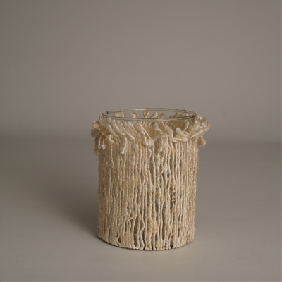 Votive Wapped in Cream Fabric 5"x4"- A - CREAM