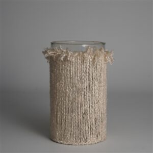 Votive Wapped in Cream Fabric 10"x6"- A - CREAM
