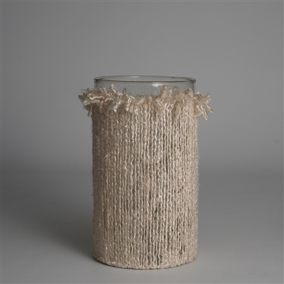 Votive Wapped in Cream Fabric 10"x6"- A - CREAM