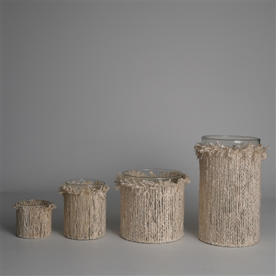 Votive Wapped in Cream Fabric 10"x6"- A - CREAM - Imagen 2