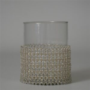 Candle Holder Wrapped in Transparent Fabric 5"x4"- A - TRANSPARENT WHITE
