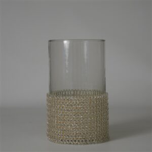 Candle Holder Wrapped in Transparent Fabric 10"x6"- A - TRANSPARENT WHITE