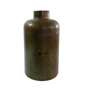 Small Iron Green Patina Vase H 16.9" & Dia 9.7"- ST - GREEN PATINA