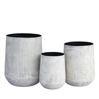 Set of 3 Antique Gray Iron Planters - A - Gray