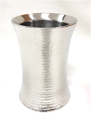 Stainless Steel Hammered Vase 9.25”H -A - Silver