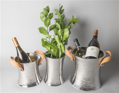 Stainless Steel Hammered Vase 9.25”H -A - Silver - Imagen 2