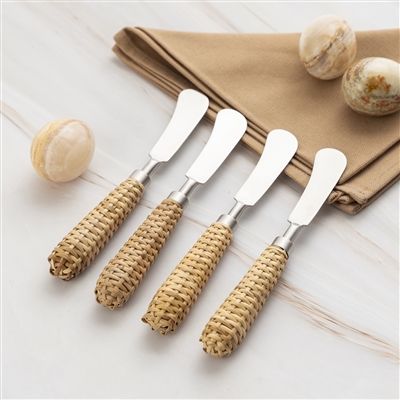 Set of 4 Stainless Steel & Wood Handle Spreaders - Silver & Brown-ST - Silver & Brown - Imagen 2