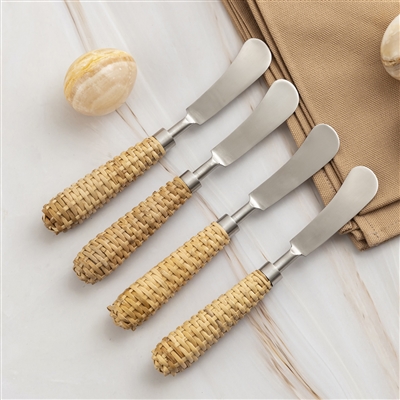 Set of 4 Stainless Steel & Wood Handle Spreaders - Silver & Brown-ST - Silver & Brown - Imagen 6