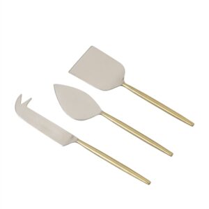 Set of 3 Stainless Steel Cheese Set - Silver & Gold-ST - Silver & Gold
