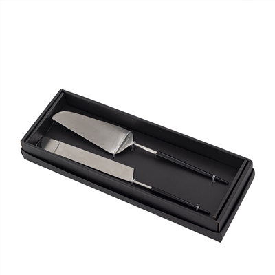 Set of 2 Silver & Black Stainless Steel Dessert Set - Silver & Black-ST - Silver & Black - Imagen 3