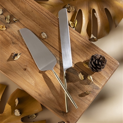 Set of 2 Silver & Gold Stainless Steel Dessert Set - Silver & Gold-ST - Silver & Gold - Imagen 6