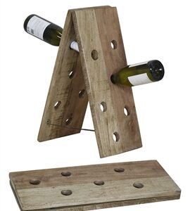 Foldable Wooden Bottle Holder - A - Natural