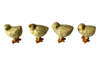 Set of 4 Cast Iron Chick Figurines 2.85”H -A - Yellow