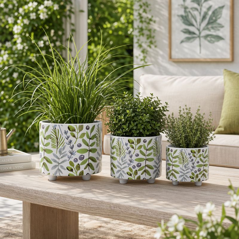 BARNETWORTH SET OF 3 GREEN PLANTER 11 (IN) - Imagen 2