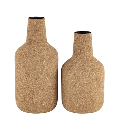 Cork Wrapped Iron Flower Vase Large -A - Natural - Imagen 5
