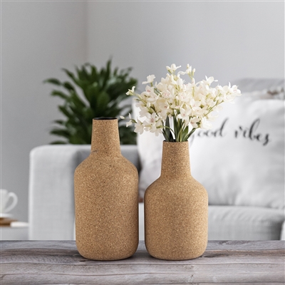 Cork Wrapped Iron Flower Vase Small -A - Natural - Imagen 6