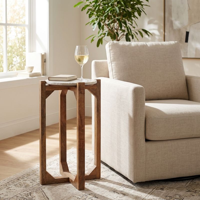ELWYNOAK IVORY ACCENT TABLE 24 (IN) - Imagen 2