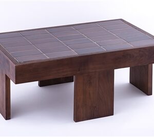 Wooden Table with Tiles Top - Brown-ST - Brown