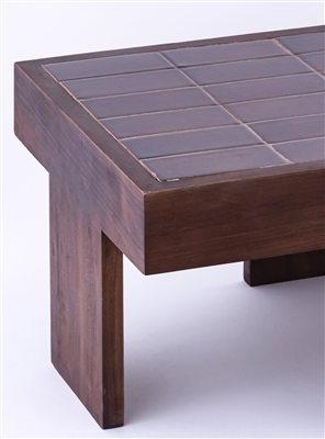 Wooden Table with Tiles Top - Brown-ST - Brown - Imagen 4