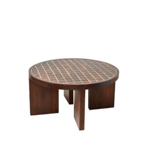 Acacia Wood & Tile Coffee Table - Brown - Brown