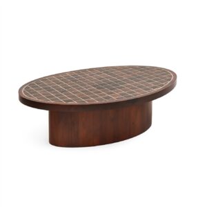 Coffee Table Acacia Wood & Tile Large - A - Brown