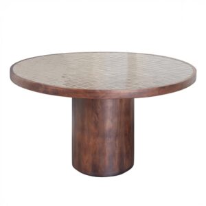 Acacia Wood & Tile Dining Table Brown - Brown - Brown