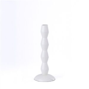 Shiny White Aluminium Candle Holder Lg - White - White