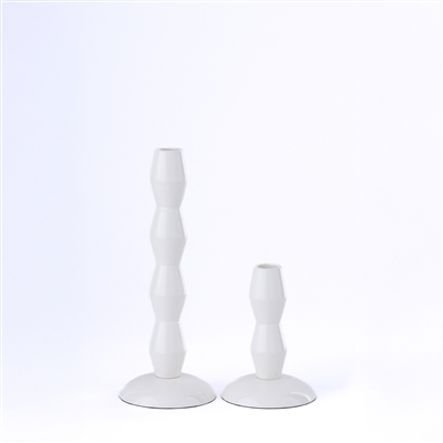 Shiny White Aluminium Candle Holder Lg - White - White - Imagen 2