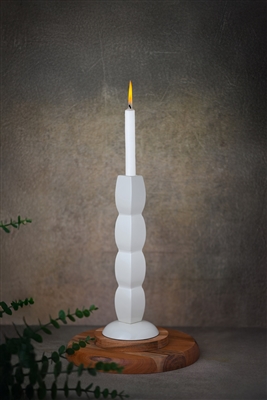 Shiny White Aluminium Candle Holder Lg - White - White - Imagen 3