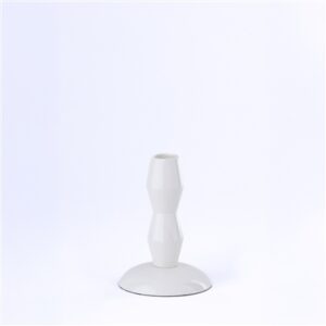Shiny White Aluminium Candle Holder Sm - White - White